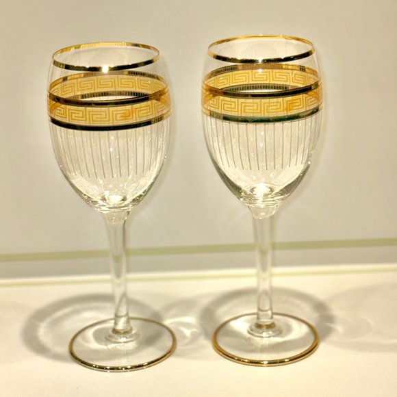 VTG Italian Gold Trimmed Crystal Stemware - Set of 2 - Picture 8 of 8